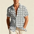 thumbnail image 5 of Men's Heart Graphic Shirt Short Sleeve Valentine Button Down Collar T-Shirt White XL, 5 of 6