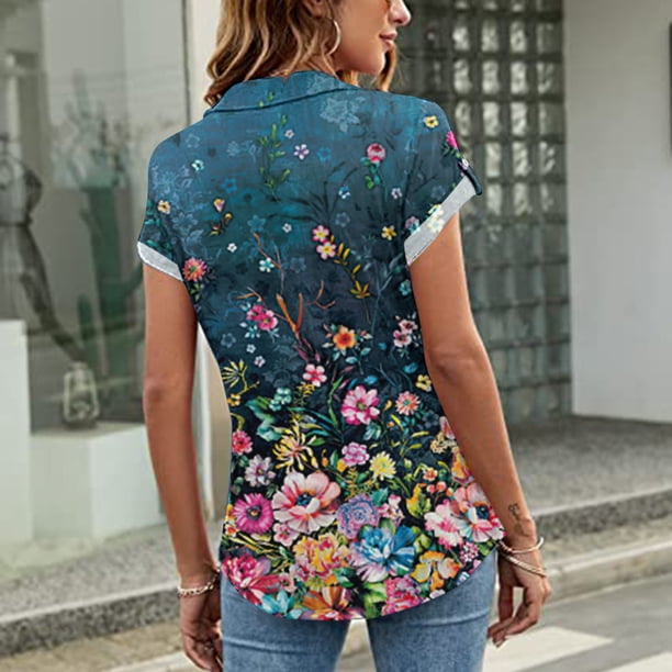 Top de manga corta para mujer con estampado degradado sexy de verano para mujer Fridja ghk5765