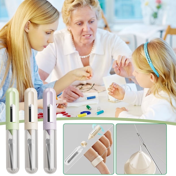 Enhebrador portátil de agujas y herramienta para tirar de hilos para coser a mano y quitar puntadas