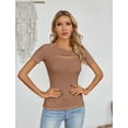 thumbnail image 3 of VICHVVY Womens Fashion Fall Clothes One Piece Cutout Tops Long Sleeve Ribbed Slim Fitted Shirts Tee Tshirts, 3 of 8