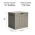 thumbnail image 2 of Uforic 31 Gallon Outdoor Deck Box, Weatherproof Resin Storage, Lockable, with Side Handles, Light Brown, 2 of 6