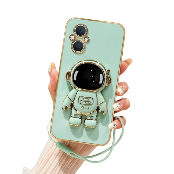 Annyojo for Nord N20 5G Phone Case 6.43" 2022 Cute 6D Astronaut Case with Stand Function,with Lanyard Luxury Plating Case Cover Luxury Case for OnePlus Nord N20 5G Case, Cyan