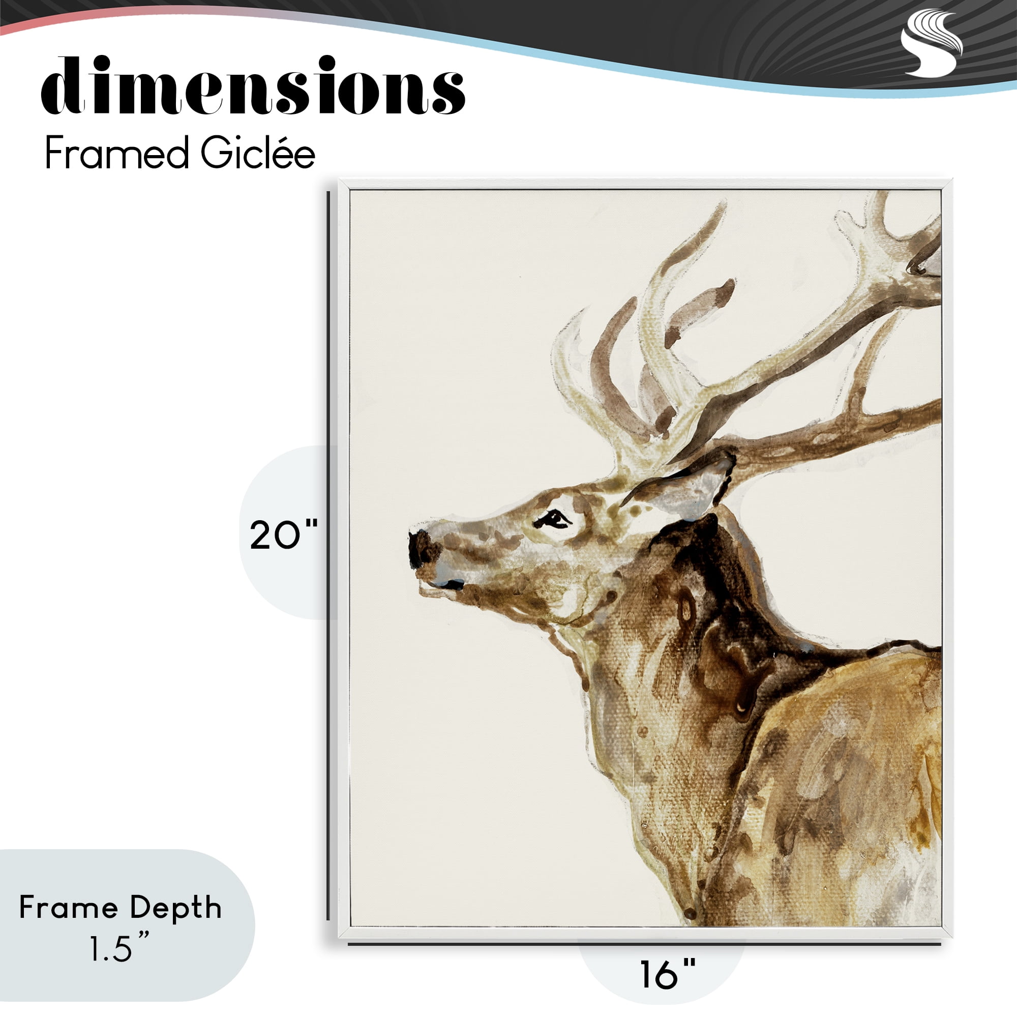 Stupell Industries Deer Portrait Profile View White Framed Giclee Art, design by Lorenzo Collective