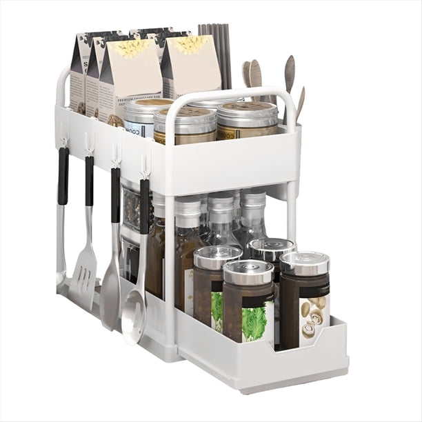 Estante de Cocina Multifuncional, Estante Extraíble para , Estante de Almacenamiento de Gabinete de Doble Capa, Color