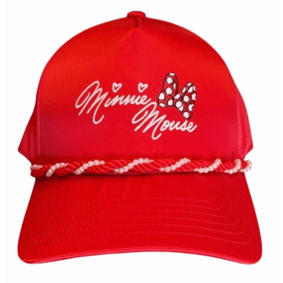Disney Parks Minnie Mouse Logo Bow Red Baseball Hat Cap New With Tag