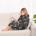 thumbnail image 4 of Black Highland Cow Flower Pattern Blanket Hoodies for Kids 6-13YR Oversize Wearable Blanket Hoodies for Boys Girls Teens, 4 of 7