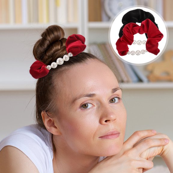 TABLETREANDS 34Set Soft Scrunchies for Women with Round Shape and Burgundy Color