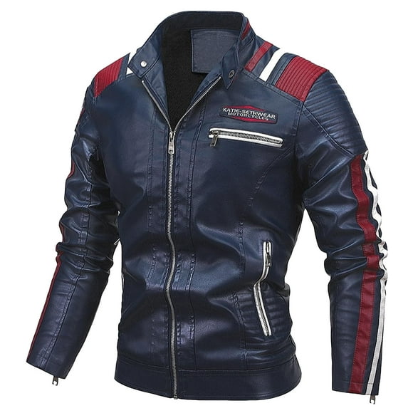 TJAZFJPA Vestes pour Hommes Mode Cuir Veste d'Hiver pour Homme Rembourrée et Épaissie Col Montant Pu Style Décontracté Veste avec Poches Veste Vestes pour Hommes Automne Grande Taille Veste en Cuir Noire pour Hommes