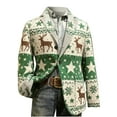 thumbnail image 6 of Miluxas Christmas Blazer Men Corduroy Xmas Print Holiday Party Jacket One Button Casual Business Sport Coat with Pockets Green-1, 6 of 7