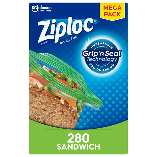 Ziploc Brand Sandwich Bags with Grip 'n Seal Technology, 280 Count