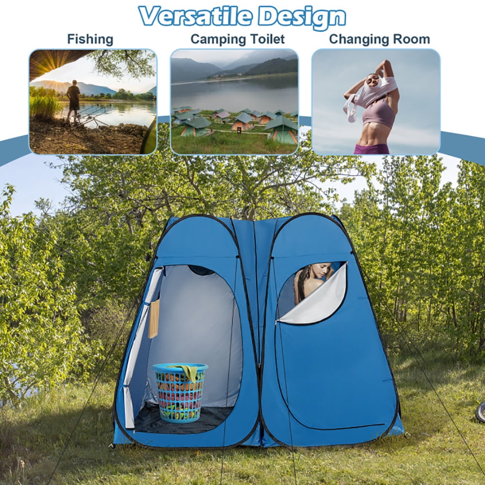 Aimee Lii Oversized Pop Up Shower Tent with Window Floor and Storage Pocket, Easy Set Up Shower Privacy Shelter, Blue