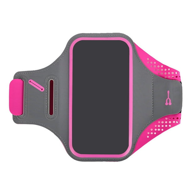 Sidaley Bolsa de teléfono para brazo, bolsa para brazalete a prueba de sudor para correr, soporte para pantalla táctil reflectante para exteriores, Teléfono y Comunicación Rosa roja