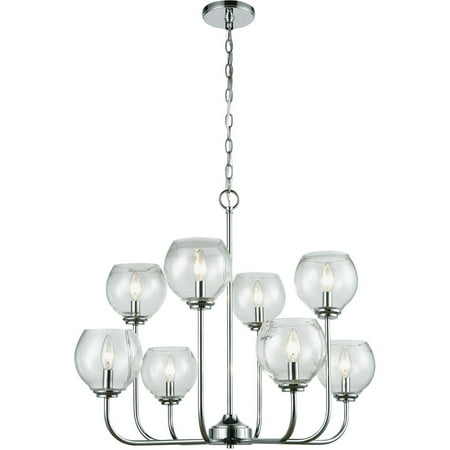 

Chandeliers 8 Light Fixtures With Polished Chrome Finish Metal/Glass Material Candelabra Bulb 30