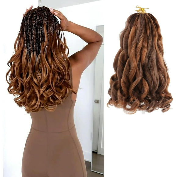 shiyou-P30/33 French Curl Boho Braiding Hair 12 Inch Short Bob French Curly Braids 5 Packs Curly Slay Braiding Hair French Curl Crochet Hair Skin-friendly Bouncy Synthetic Braid Extensions (P30/33, 1
