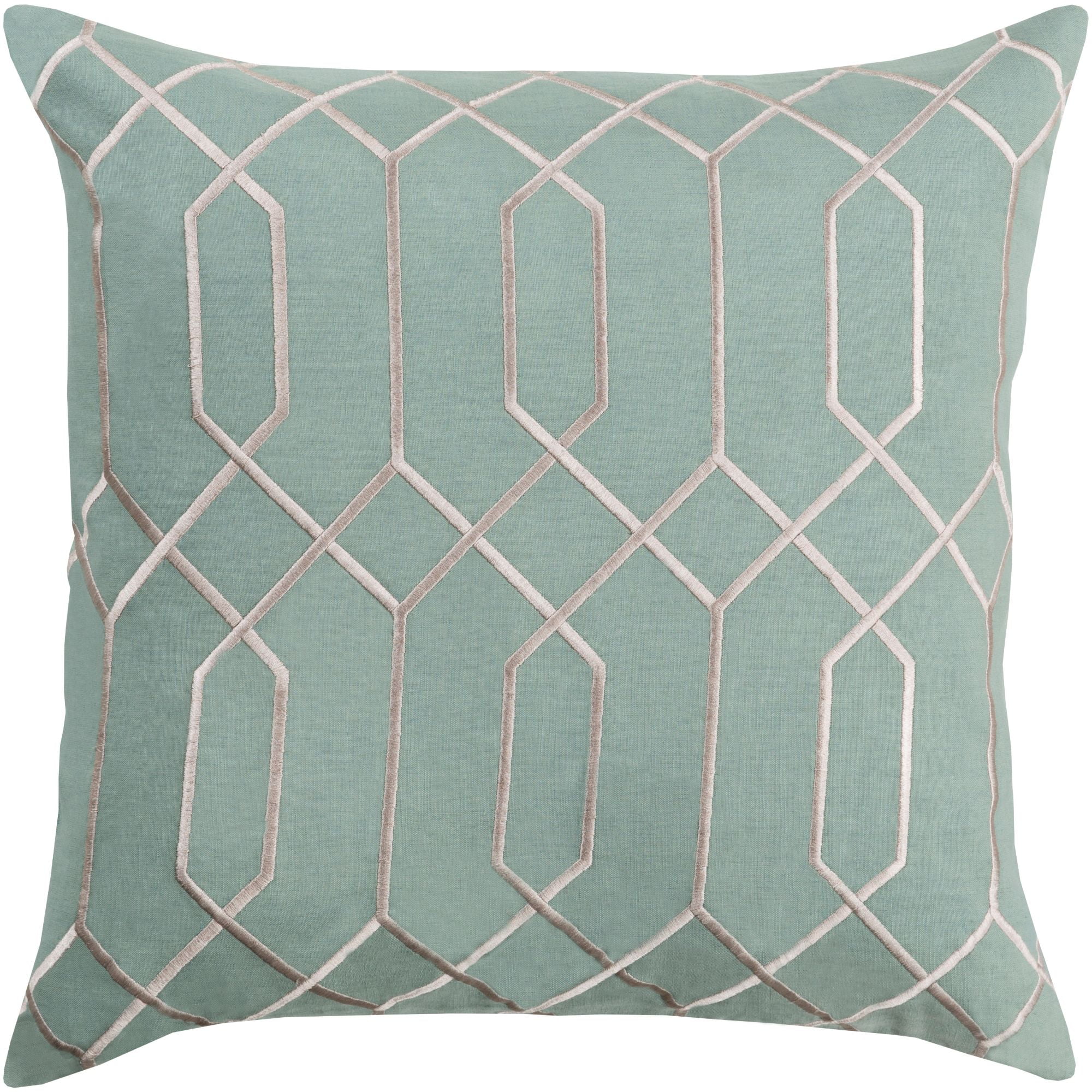 18" Sage Green and Ivory White Geometric Square Throw Pillow Cover