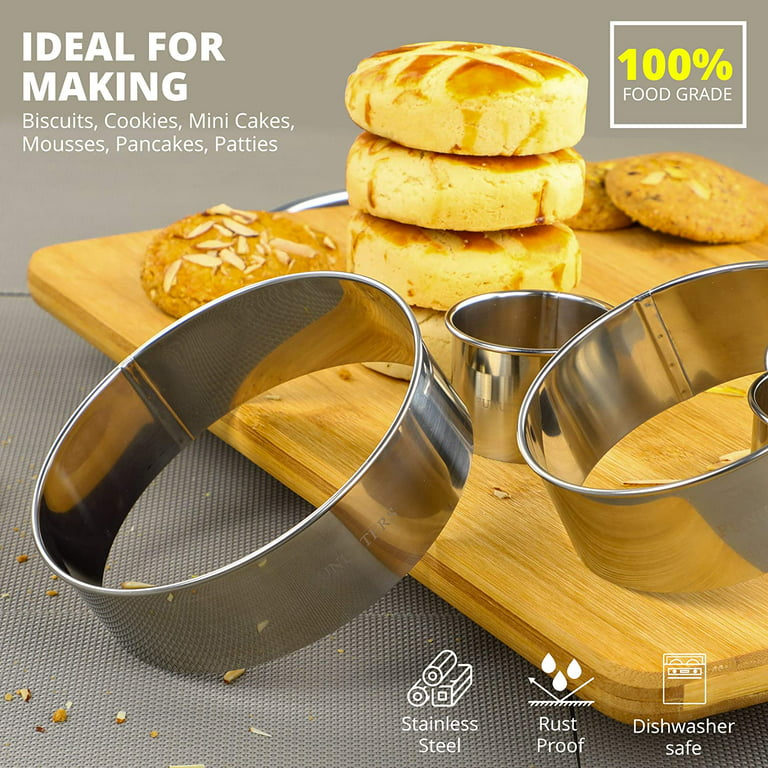Biscuit Cookie Cutter Set, Biscuit Round Cutters Metal Ring Baking