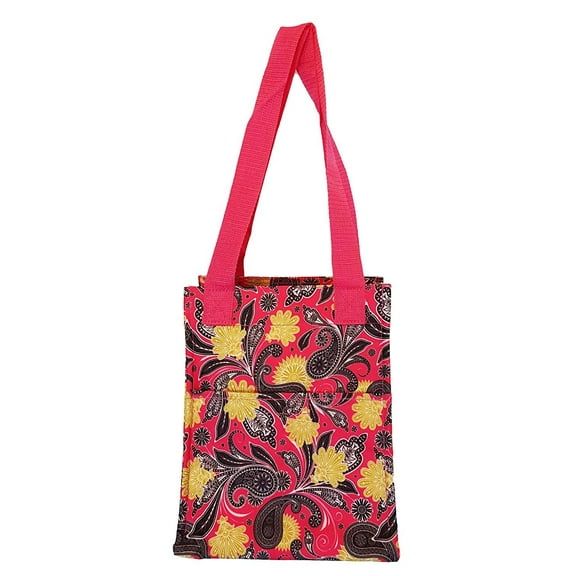 Fashion Print Insulated Water Resistant Lunch Bag Cooler Tote Pink Paisely
