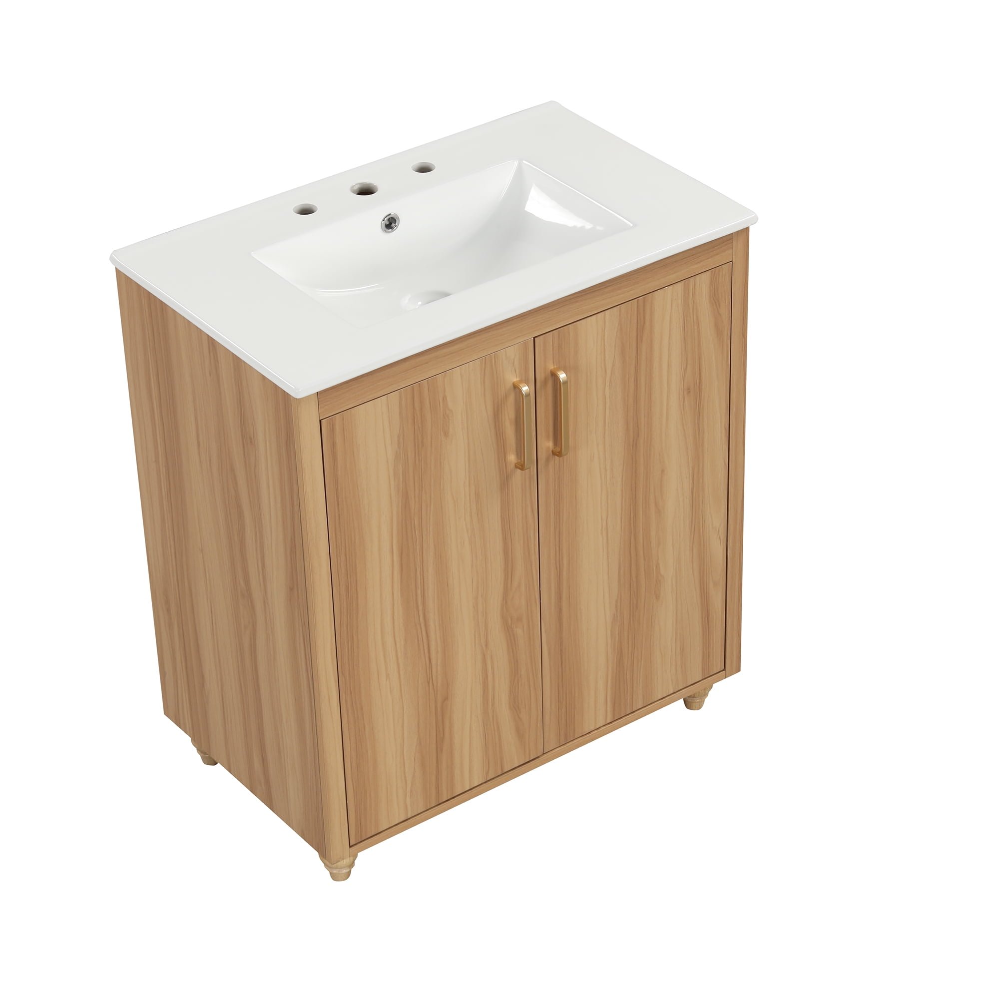 YIYADO 30 Inch Bathroom Vanity with Sink Combination, Modern Bathroom Storage Cabinet Set Without Faucet, Brown