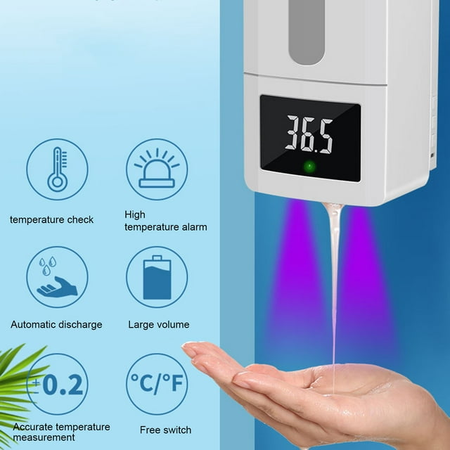 700Ml Intelligent Disinfection And Body Temperature Measurement Integrated Machine, Temperature Measurement Voice Broadcast, Multi-Language Induction Soap Dispenser (White/A1 Spray Type)