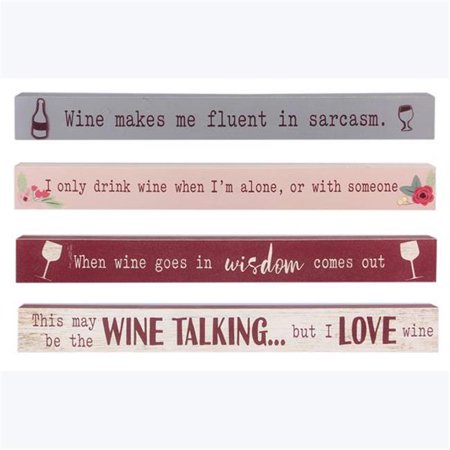 

Youngs 20440 Wood Long Tabletop Block Wine Sign Assorted Color - 4 Piece
