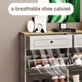 thumbnail image 5 of 39.37 in. H x 41.3 in. W Antique White Shoe Cabinet with 2 Drawers and 4 Flip Drawers, 5 of 17
