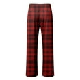 thumbnail image 6 of Men's Pajama Pants Ultra Lightweight Plaid Pjs Bottoms Sleepwear Bottom Pants with Pocket Drawstring Wide Leg Stright Sleep Pants (24-Brick Red, X-Large), 6 of 6