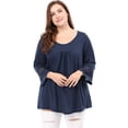 thumbnail image 1 of Blusa con mangas Raglán Kimono Agnes Orinda Panel de Ganchillo Azul XXL, 1 of 7