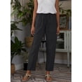 thumbnail image 4 of Pantalones casuales sueltos de lino y algodón con bolsillos grandes de color sólido para mujer de estación independiente de primavera y otoño, 4 of 6