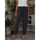 thumbnail image 3 of Pantalones casuales sueltos de lino y algodón con bolsillos grandes de color sólido para mujer de estación independiente de primavera y otoño, 3 of 6