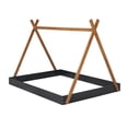 thumbnail image 4 of Full Size Tent Floor Bed, Solid Wood Bed Frame with Triangle Structure, Tent Top, Camping Style  Floor Bed for Girls Boys Bedroom Furniture, Black, 4 of 8