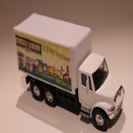 Delivery Bank - Mehadrin Dairy Die Cast Pull Back Delivery Toy Truck in White-opens Back Doors and Wheels.