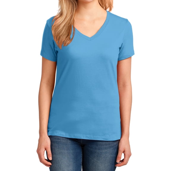 Mafoose Ladies Core Cotton V-Neck Tee Aquatic Blue XS