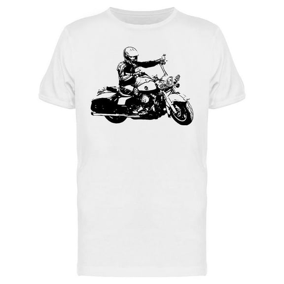 Biker Driving His Motorcycle T-Shirt Men -Image by Shutterstock, Male XX-Large