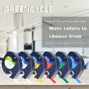 GREENCYCLE Compatible DYMO LetraTag Refills 91330 91331 91332 91333 91334 91335 Label Tape 12mm x 4m (1/2 inch x 13 feet) Combo 6 Pack Set, Compatible Dymo LetraTag Plus LT100H LT100T QX50 Label Maker