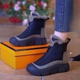 thumbnail image 4 of Botas de nieve deshilachadas con cremallera frontal y suela gruesa para mujer, botas de invierno de algodón cálidas, casuales y cómodas a la moda, 4 of 5