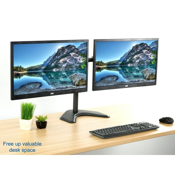 Vivo Dual Monitor Free Standing Desk Mount Stand Heavy Duty Fully Vivo Dual Monitor Free Standing Desk Mount Stand Heavy Duty Fully Adjule Fits Two Screens Up To 27 V002f Com