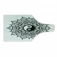 thumbnail image 1 of Ying Yang Cutting Board, Retro Floral Yin Yang Design with Mandala Patterns Paisley Leaves Petals Boho, Tempered Glass Cutting and Serving Board, Wine Bottle Shape, Black White, by Ambesonne, 1 of 1