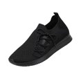 thumbnail image 3 of Domuza Unisex Breathable Hollow Fly Knit Sneakers, Sock Slip On Lace Up Lightweight Flexible Casual Walking Shoes with Two-Tone Non-Slip Outsole Black 10.5（EU-44）, 3 of 8