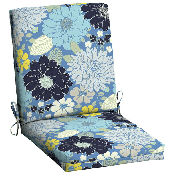 Mainstays Bell Gardens Floral 1 Piece Outdoor Dining Chair Cushion