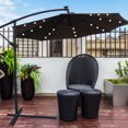 thumbnail image 4 of 10ft Outdoor Solar LED Patio Umbrella, Offset Hanging Outdoor Umbrella with 24 LED Bulbs, Solar Panel, Crank & Cross Umbrella Base, Perfect for Patio, Yard, Garden, Deck, Poolside, Chocolate, D110, 4 of 9
