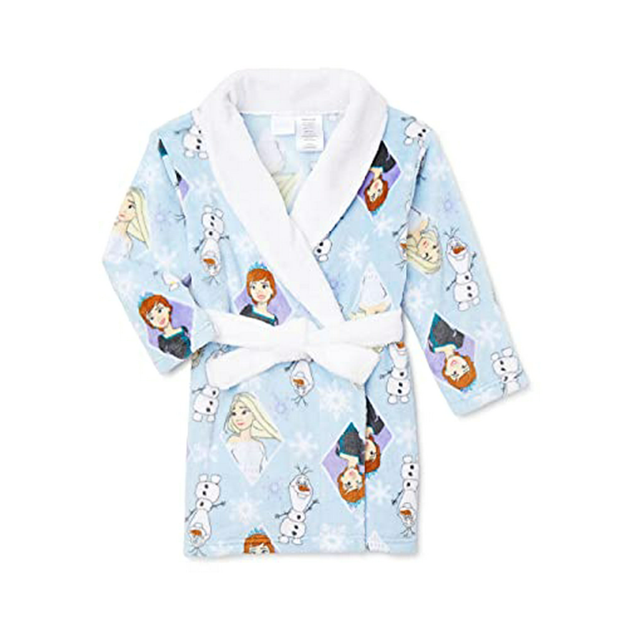 Frozen II Toddler Girls Elsa Anna Olaf Snowflake Bathrobe Robe Pajamas Blue 2T Walmart