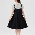 thumbnail image 6 of ATORRE Girls Mini Dress 2026 Stylish Plaid Turn-Down Collar Short Sleeve Flowy Dress Preppy Style Back-to-School Outfits Black B 11-12 Years, 6 of 9