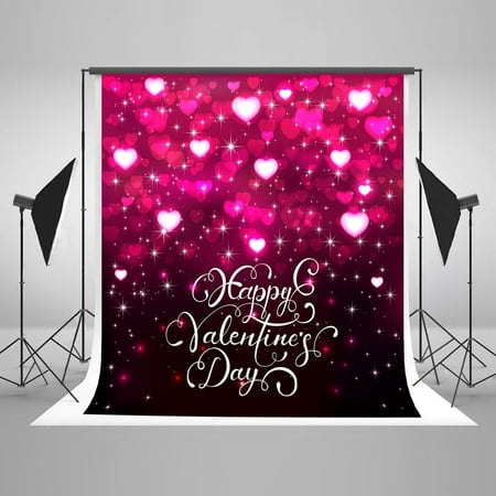 MOHome 5x7ft Happy Valentine's Day Backdrops Pink Love Background Glitter Sparkle Photo Booth Backdground