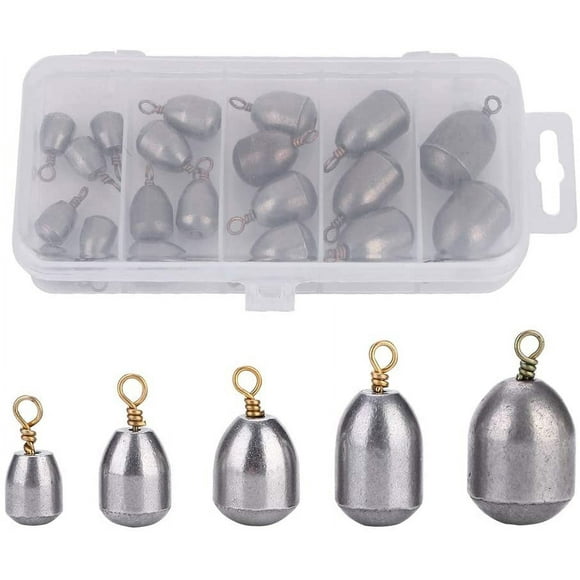 FYBTOFishing Weights Sinkers Kit, Fishing Shot Weights, Fishing Accessory Weights, 20PCS Drop Shot Weights Fishing Weights Kit for Saltwater Freshwater, 5 Different Weights-0630