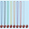 Silver Football Sports Fan Fanatic Mardi Gras Bead Medallion Necklace