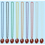 Silver Football Sports Fan Fanatic Mardi Gras Bead Medallion Necklace