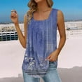 thumbnail image 2 of Yubnlvae Blue Summer Tank Tops for Women 2025 Loose Fit Pleated Square Neck Sleeveless Shirt Curved Flowy Vest Basic Cotton Tee, L, 2 of 6