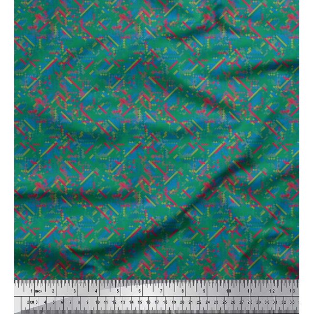 Soimoi Poly Georgette Fabric Check & Texture Printed Craft Fabric by the Yard 42 Inch Wide