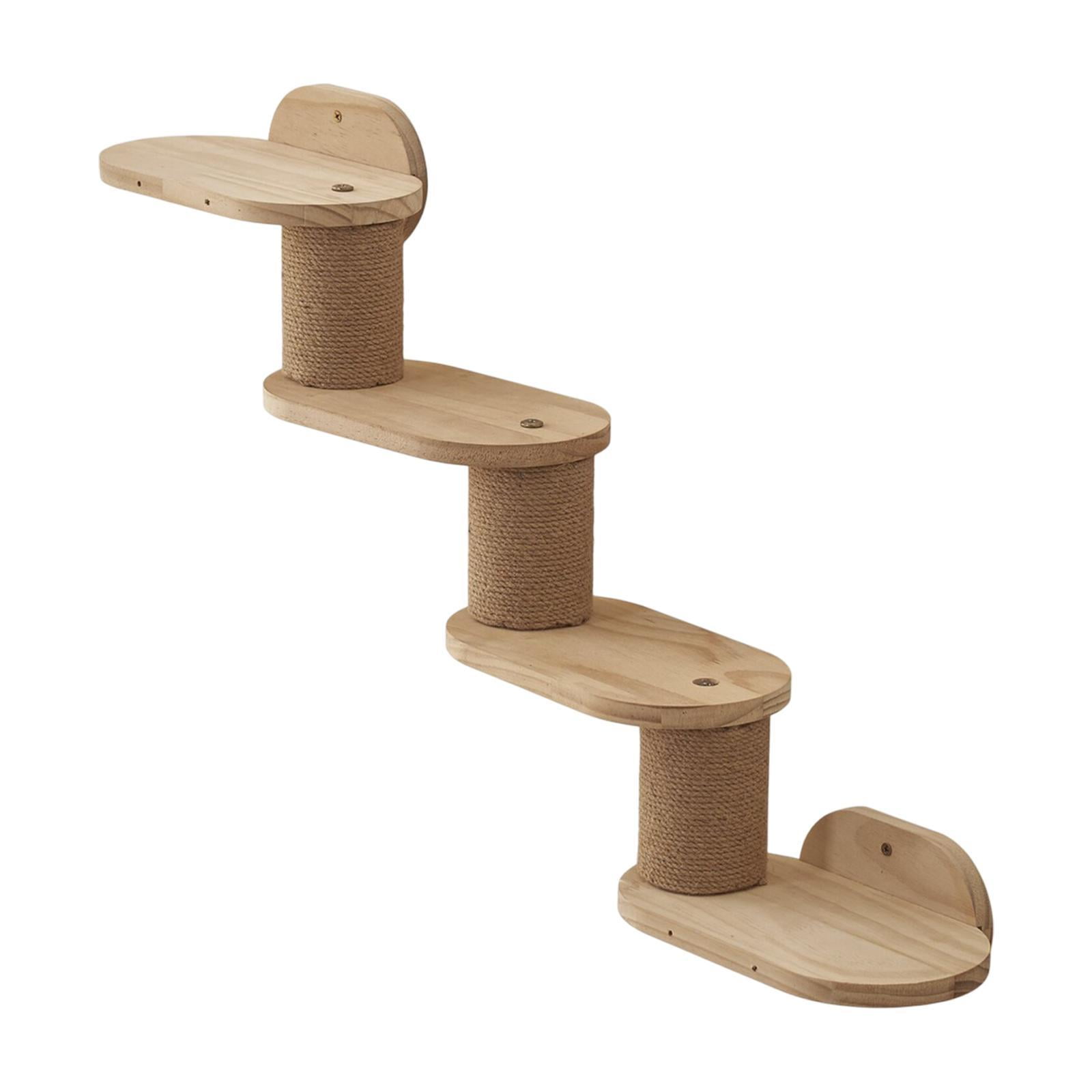 Bothyi Cat Wall Shelves 4 Steps Wooden Cat Wall Steps for Scratching Climbing Playing