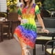 thumbnail image 3 of Balery Colorful Tie Dye Vestidos sueltos de manga corta para mujer, vestidos de verano 2025, vestidos casuales de corte A con vuelo., 3 of 6